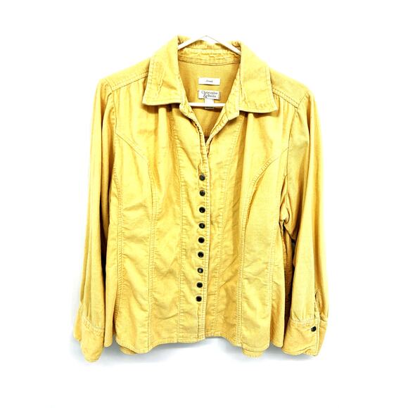 Christopher Banks Pale Yellow Snap Front Corduroy Jacket  L - Picture 1 of 6